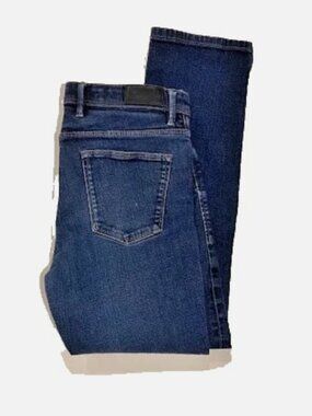 Women MASSIMO DUTTI Slim Fit Jeans 32x27 Dark Indigo Wash Comfort Stretch Blue